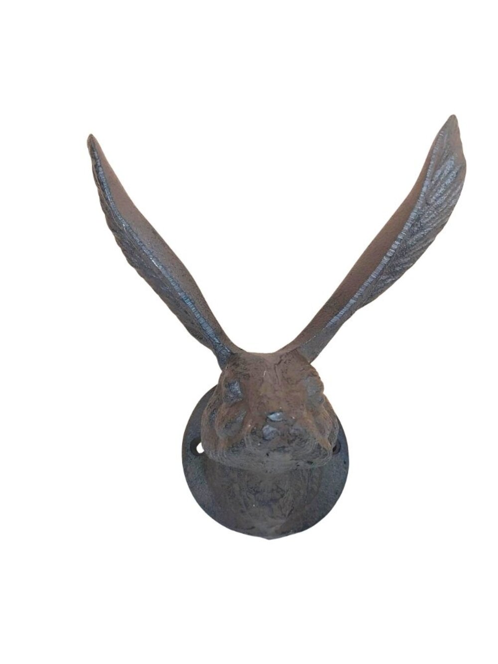Cast Iron Rabbit Ears Wall Hook Towel Rack Rustic Brown Finish - Picture 2 of 6